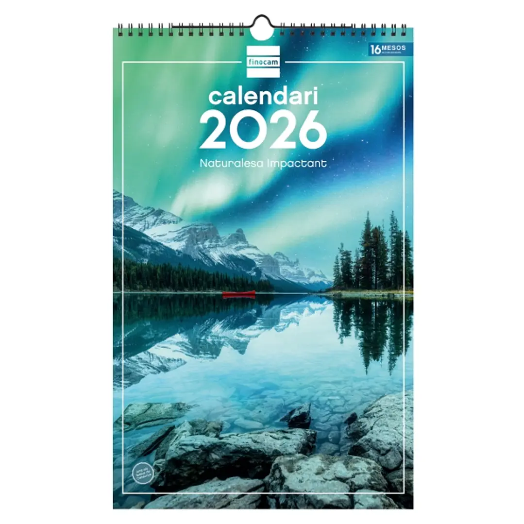 Finocam Calendario de Pared en Catalan - Anual 2026 - Imagenes Variadas - con Espiral - Espacio para Escribir - Tematica de Naturaleza 1