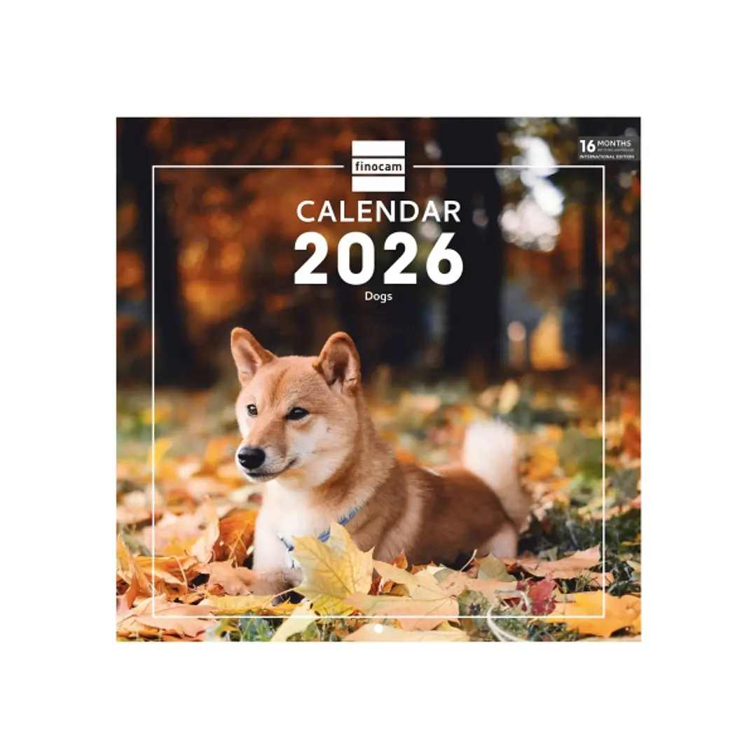 Finocam Calendario de Pared Internacional - Anual 2026 - Imagenes Variadas - 311x5x305mm - Tematica de Perros 1