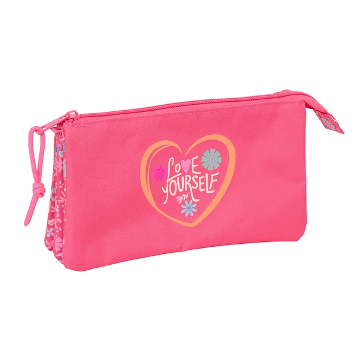 Safta Feeling Estuche Portatodo - 3 Compartimentos - 22x12x3cm - Color Rosa 1
