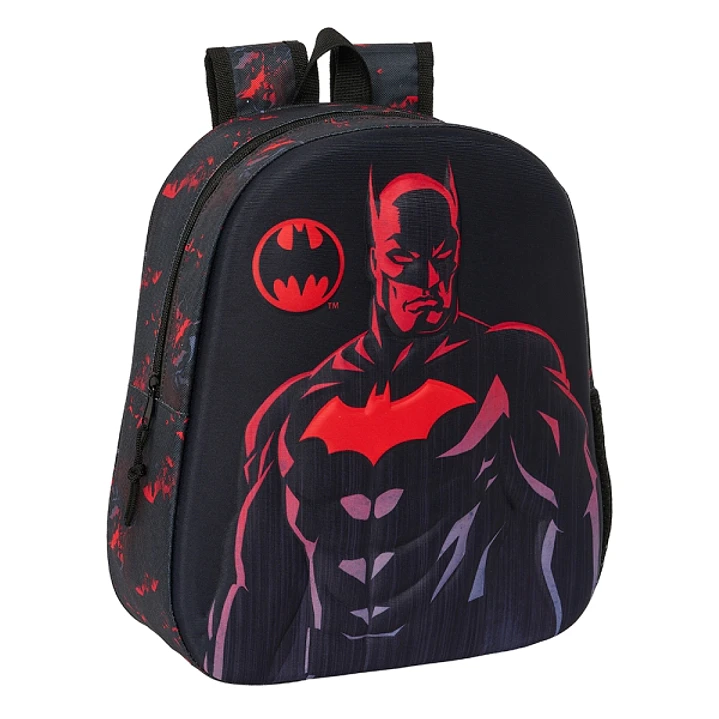 Safta Batman Mochila 3D - Asa de Mano - Portabotellas Lateral - 27x33x10cm - Color Negro 1