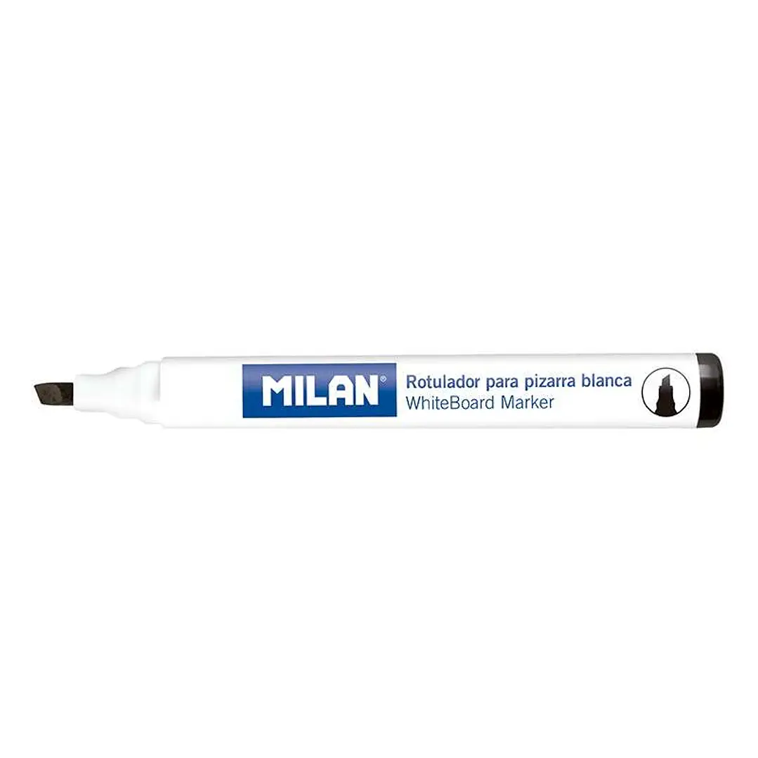 Milan Rotuladores para Pizarra Blanca con Punta Biselada - Punta 1 - 4 mm - Tinta a Base de Alcohol - Borrable en Seco - Color Negro 1