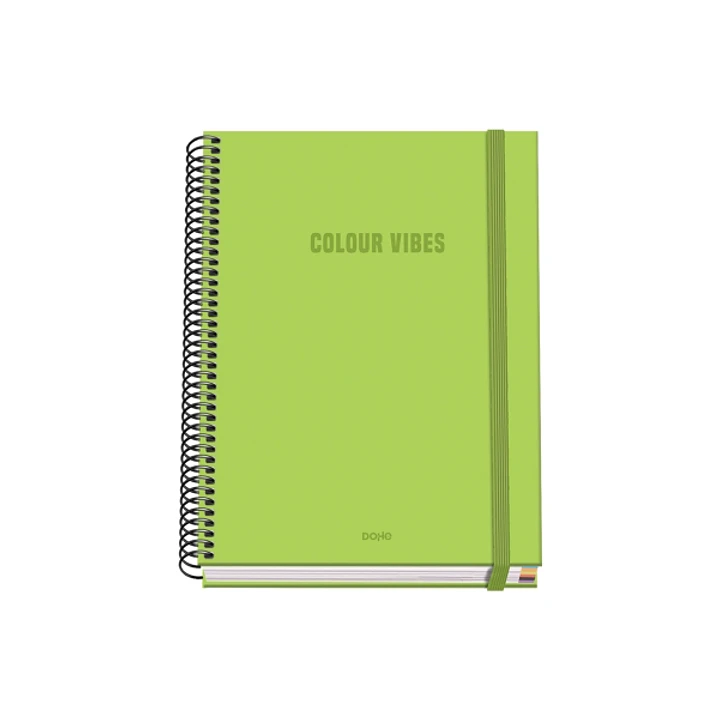 Dohe Colour Vives Cuaderno Espiral A5 100 Hojas Cuadricula 5mm - Tapa Dura Impresa a todo Color y Plastificada en Brillo - Bandas de Color - Cierre de 1