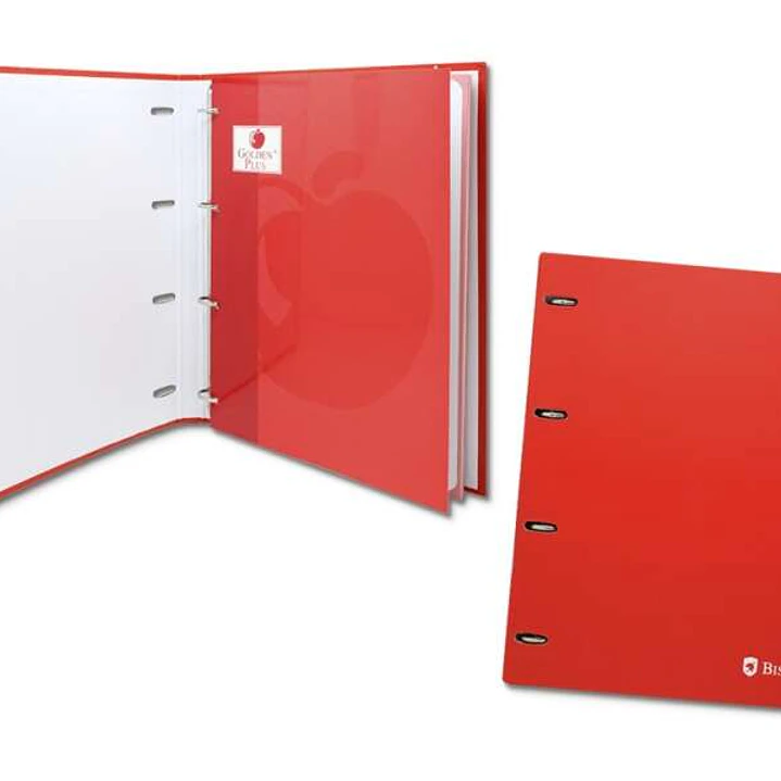 Bismark Carpeta de 4 Anillas con 80 Hojas Cuadricula 4x4 - Formato A4 - Fabricada en Carton - Color Rojo 1