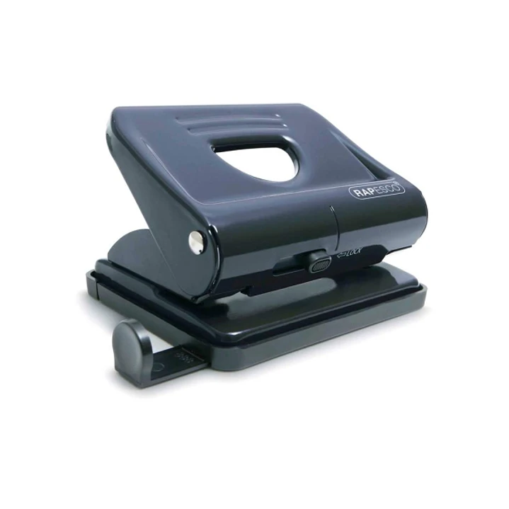 Rapesco 820 Taladro Perforador Metalico - Hasta 22 Hojas - Marcas de Formato - Facil Vaciado - Color Negro 1