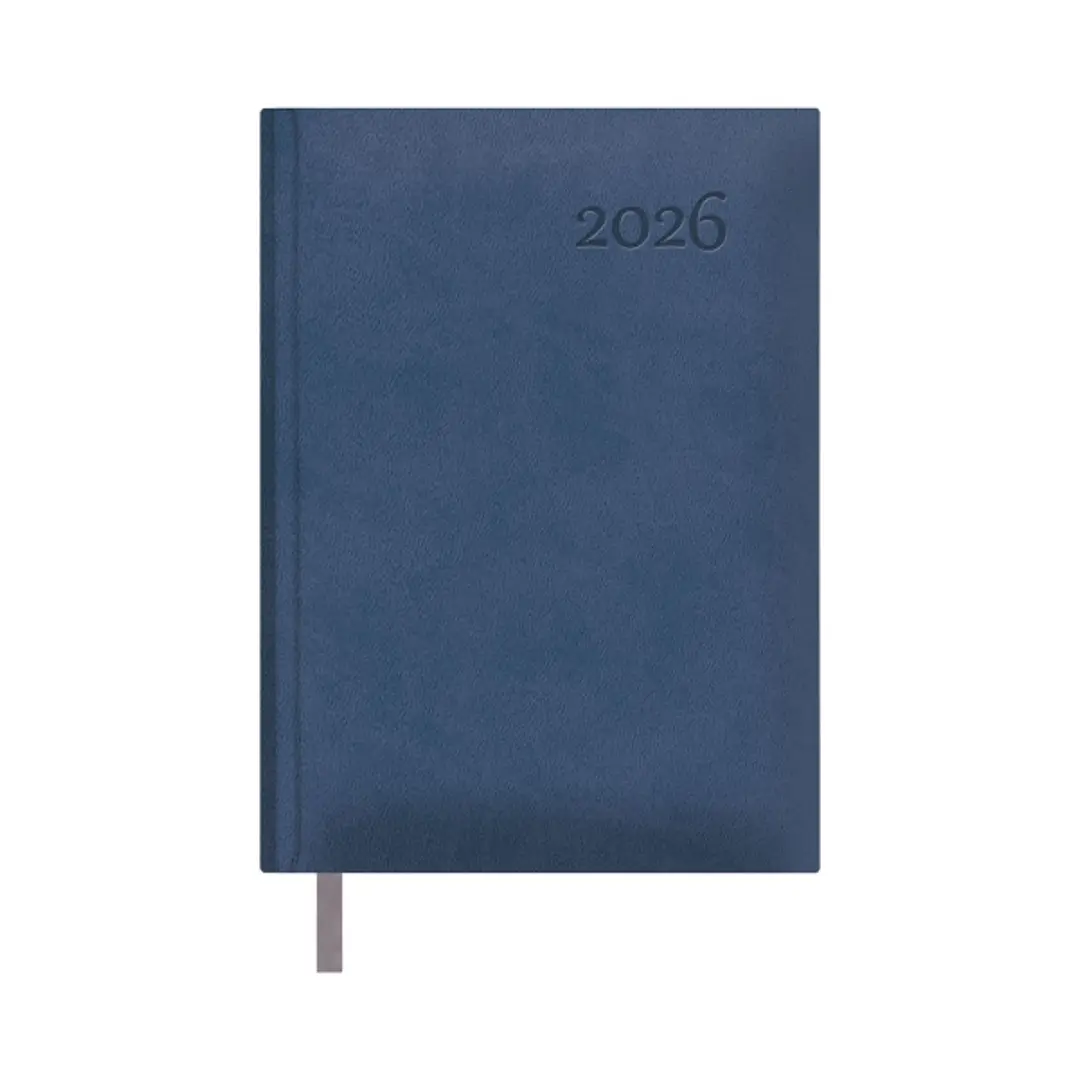 Dohe Lausana Agenda Anual - Dia Pagina - Cubierta en Polipiel - Sabado y Domingo misma Pagina - Tamaño 14x20cm - Color Azul 1
