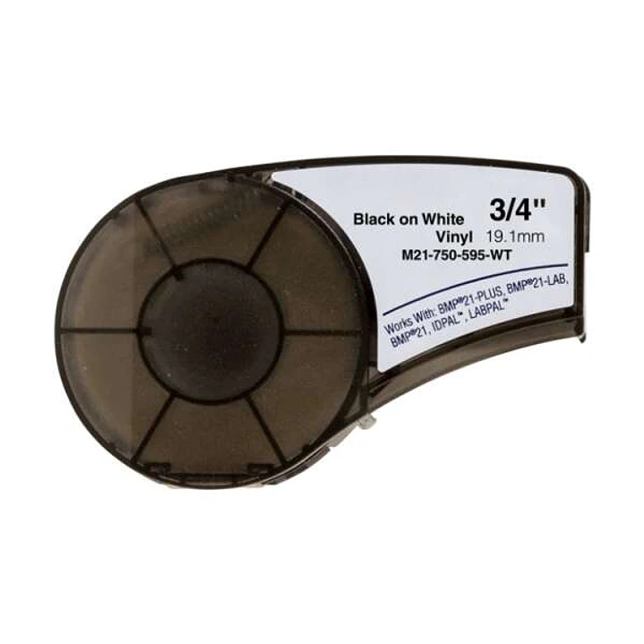 Brady M21-750-595-WT Cinta de Etiquetas Genericas de Vinilo - Texto negro sobre fondo blanco - Ancho 19.1mm x 6.4 metros - 750 Etiquetas 1