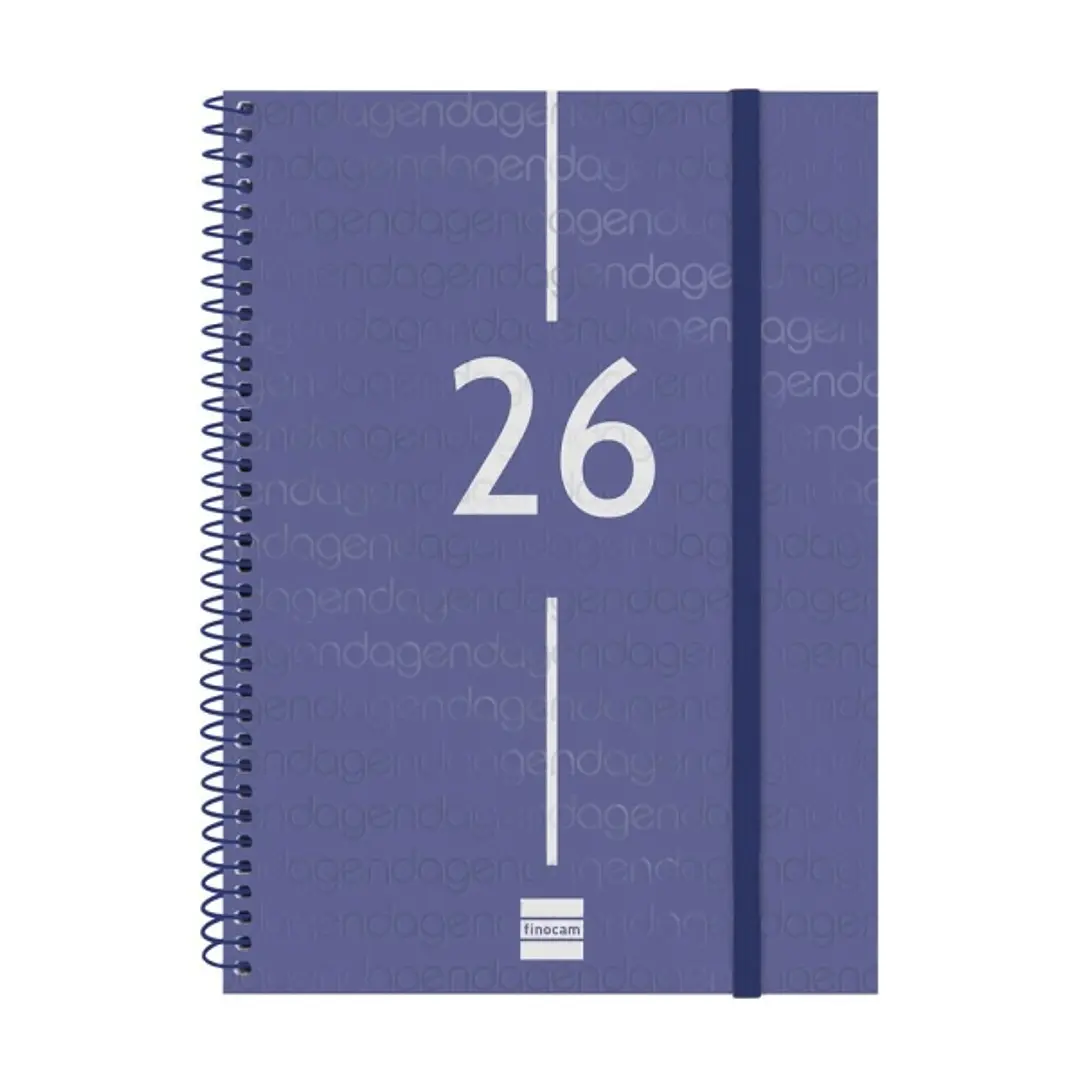 Finocam Year Agenda de Espiral - Tapa Ligera - Formato E10 - 162x14x212mm - Semana Vista en Vertical - Color Azul 1