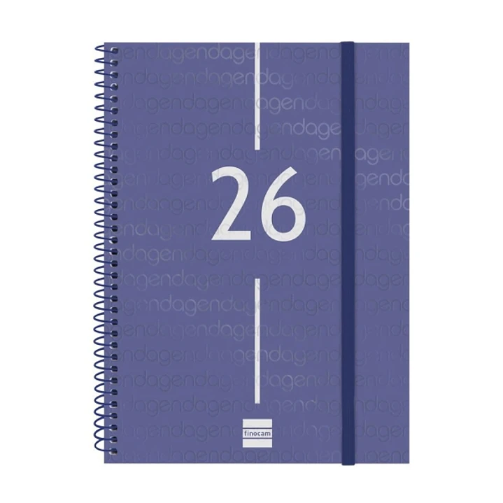 Finocam Year Agenda de Espiral - Tapa Ligera - Formato E10 - 162x14x212mm - Semana Vista en Vertical - Color Azul 1