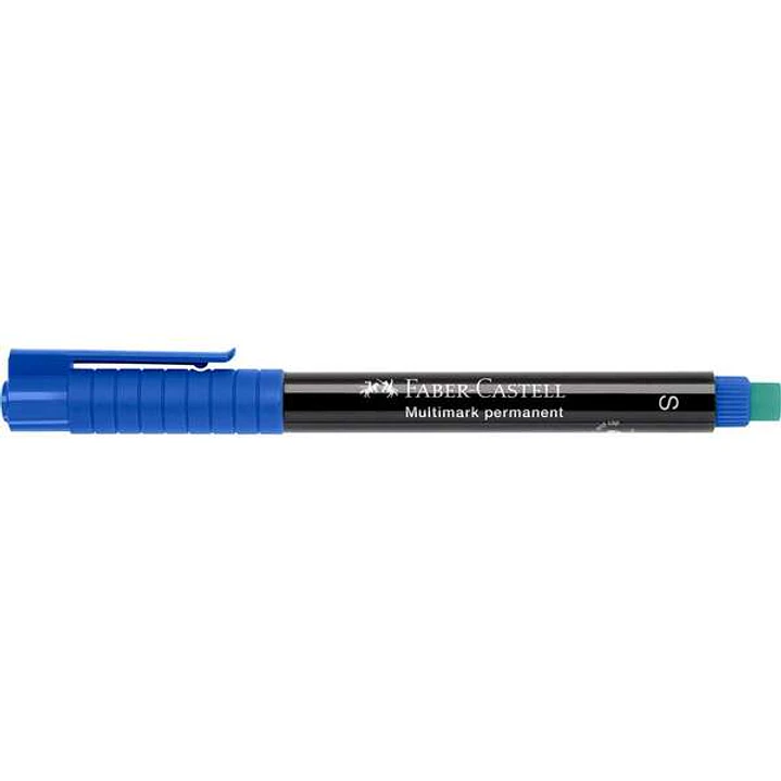 Faber-Castell Multimark Rotulador Permanente - Ancho de Trazo 1mm - Goma de Borrar Integrada - Resistente a la Luz y al Agua - Color Azul 1