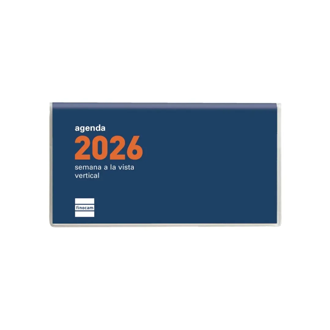 Finocam Coctel Agenda Plana - Anual 2026 - Formato Pl1 - 121x6x6mm - Semana Vista en Vertical - Color Azul 1