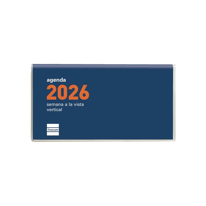 Finocam Coctel Agenda Plana - Anual 2026 - Formato Pl1 - 121x6x6mm - Semana Vista en Vertical - Color Azul 1