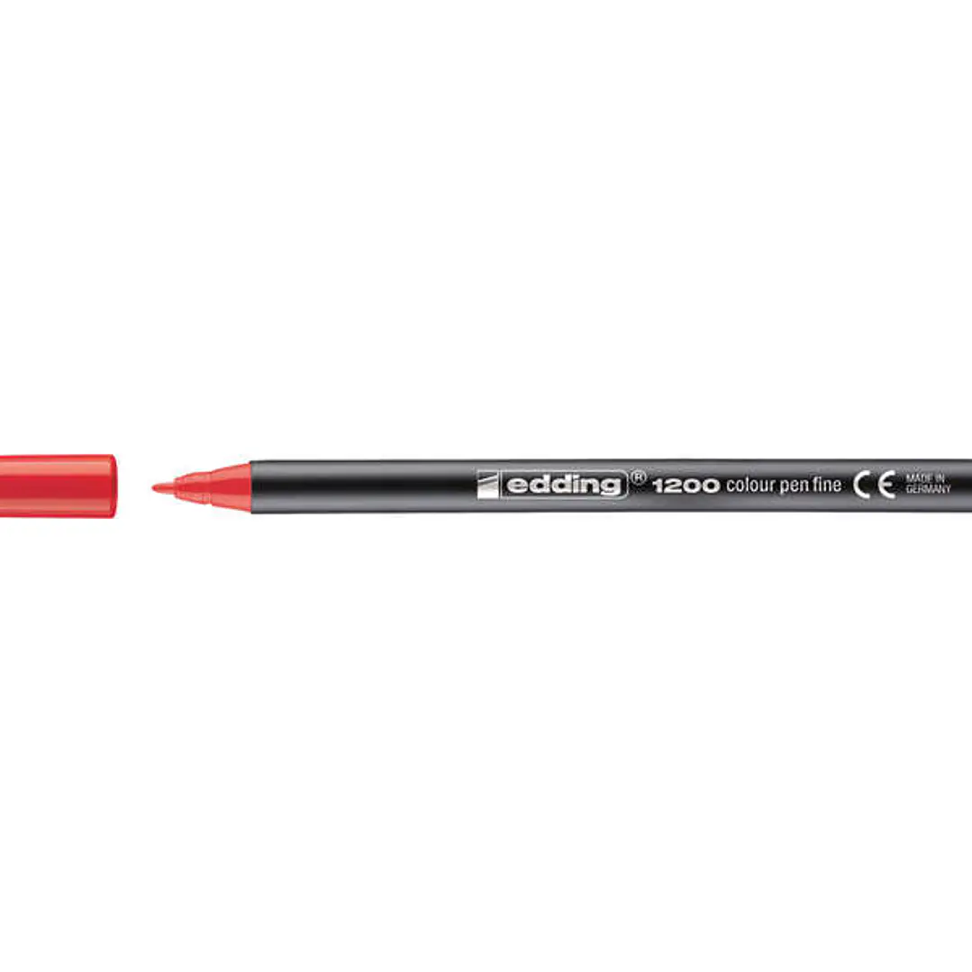 Edding 1200 Rotulador - Punta Redonda - Trazo entre 0.5 y 1 mm. - Tinta con Base de Agua - Color Rojo 1