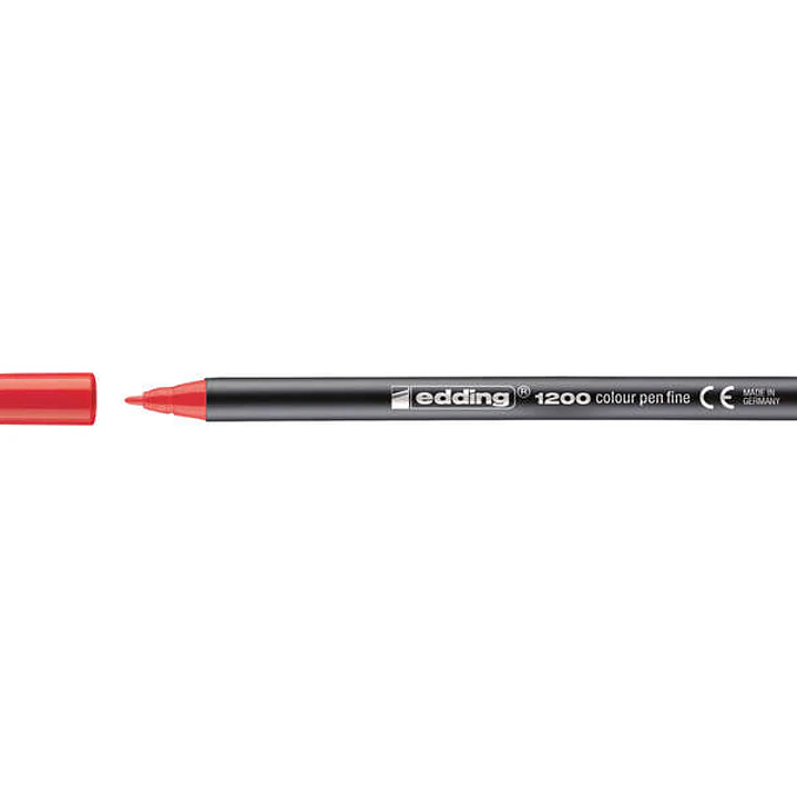 Edding 1200 Rotulador - Punta Redonda - Trazo entre 0.5 y 1 mm. - Tinta con Base de Agua - Color Rojo 1