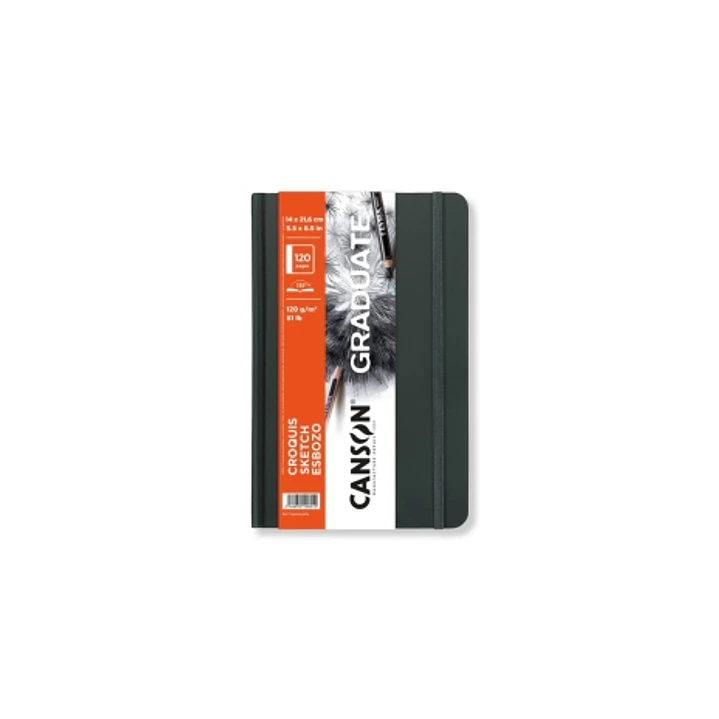 Canson Graduate Sketch Cuaderno con 60 Hojas - 14x21.6cm - 120g - Grano Fino - Tapa Dura - Color Blanco 1
