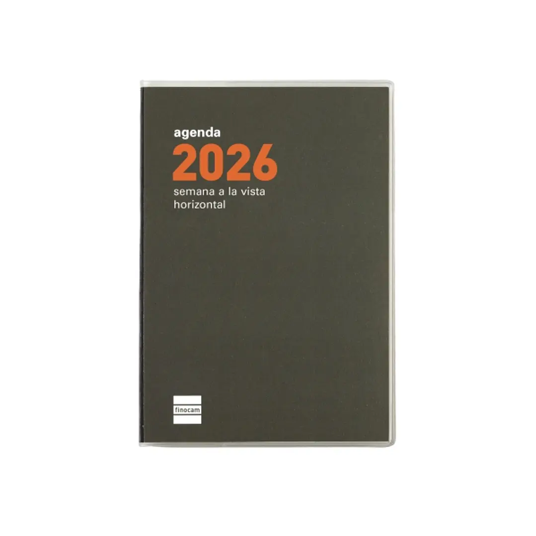 Finocam Min Agenda Plana - Anual 2026 - Formato Pl3 - 85x6x131mm - Semana Vista Horizontal - Color Verde Oscuro 1