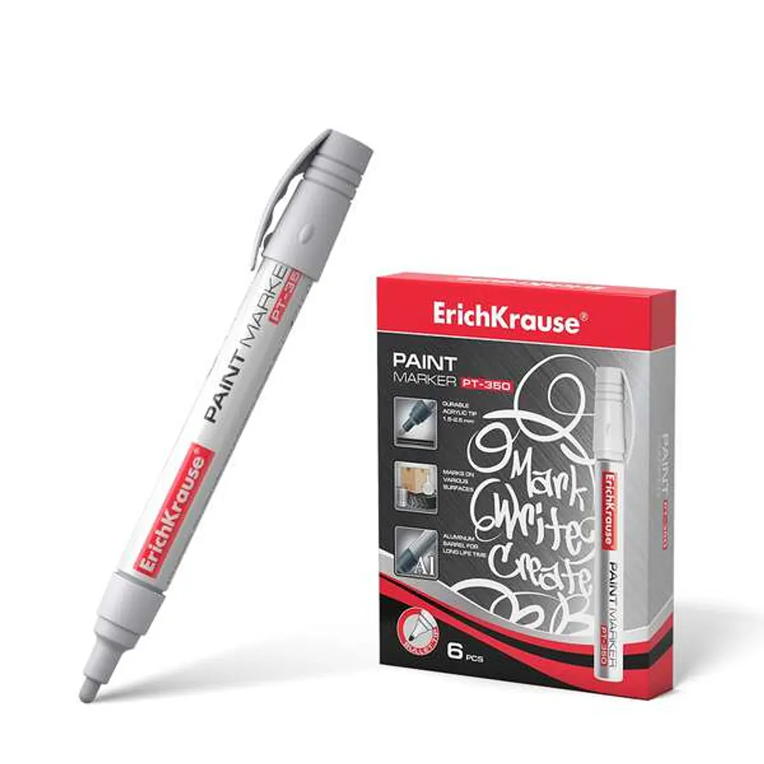 Erichkrause PT-350 Marcador de Pintura - Punta en Forma de Bala - Trazo de 1.5-2.5mm - Sistema de Suministro de Tinta de Valvula - Cuerpo de Aluminio  1