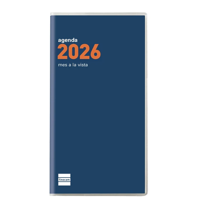 Finocam Coctel Agenda Plana - Anual 2026 - Formato Pl4 - 83x6x6mm - Mes Vista - Color Azul 1