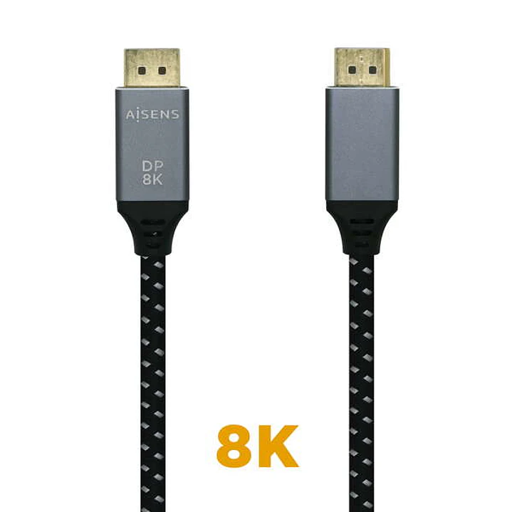 Aisens Cable Displayport V1.4 8K@60hz - DP/M-DP/M - 0.5m - Color Gris 1