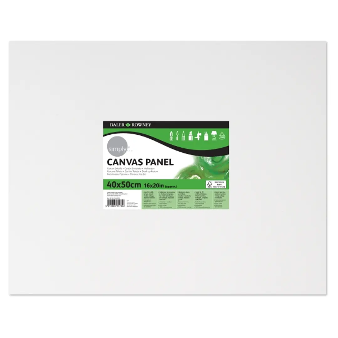Daler Rowney Simply Carton Entelado - 250g - 40x50cm - Imprimacion Triple - Grano Medio - 100% Algodon sin Acido - 250g - Color Blanco 1