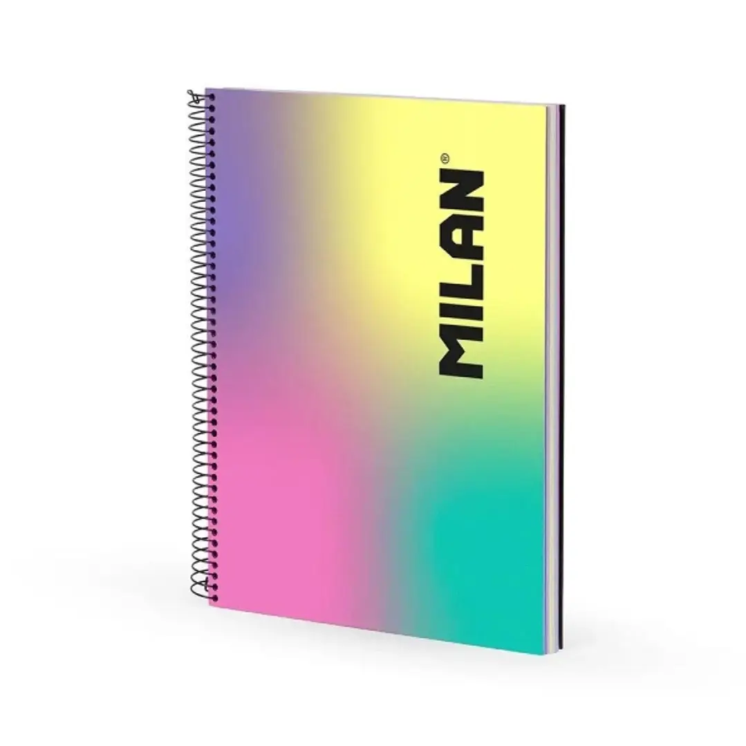 Milan Sunset Cuaderno Espiral Formato A4 Cuadricula 5x5mm - 120 Hojas de 95 gr/m2 - Microperforado, 4 Taladros y Bandas de Color 1