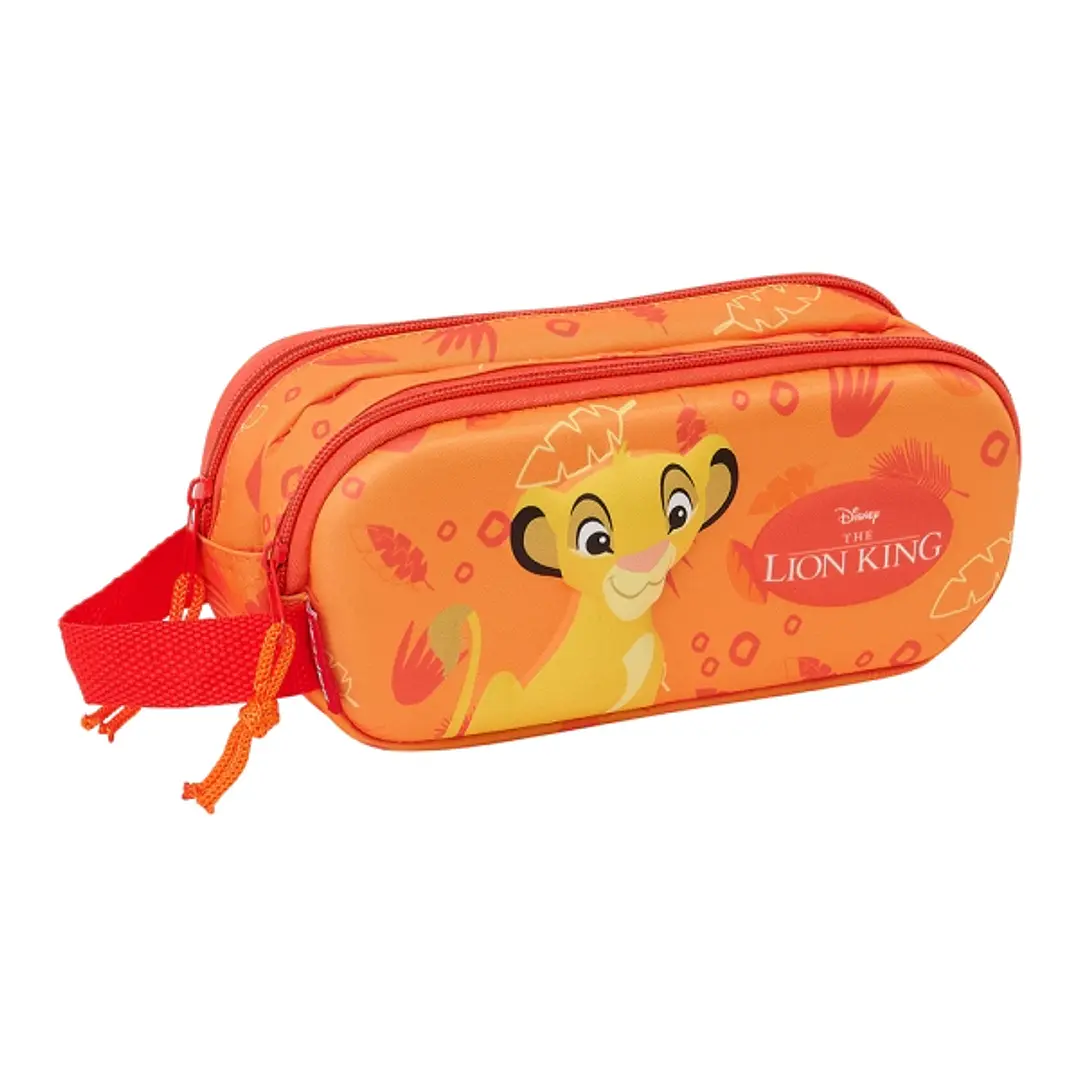 Safta El Rey Leon Estuche Portatodo 3D - 2 Compartimentos - Asa de Mano - 21x8x6cm - Color Naranja 1