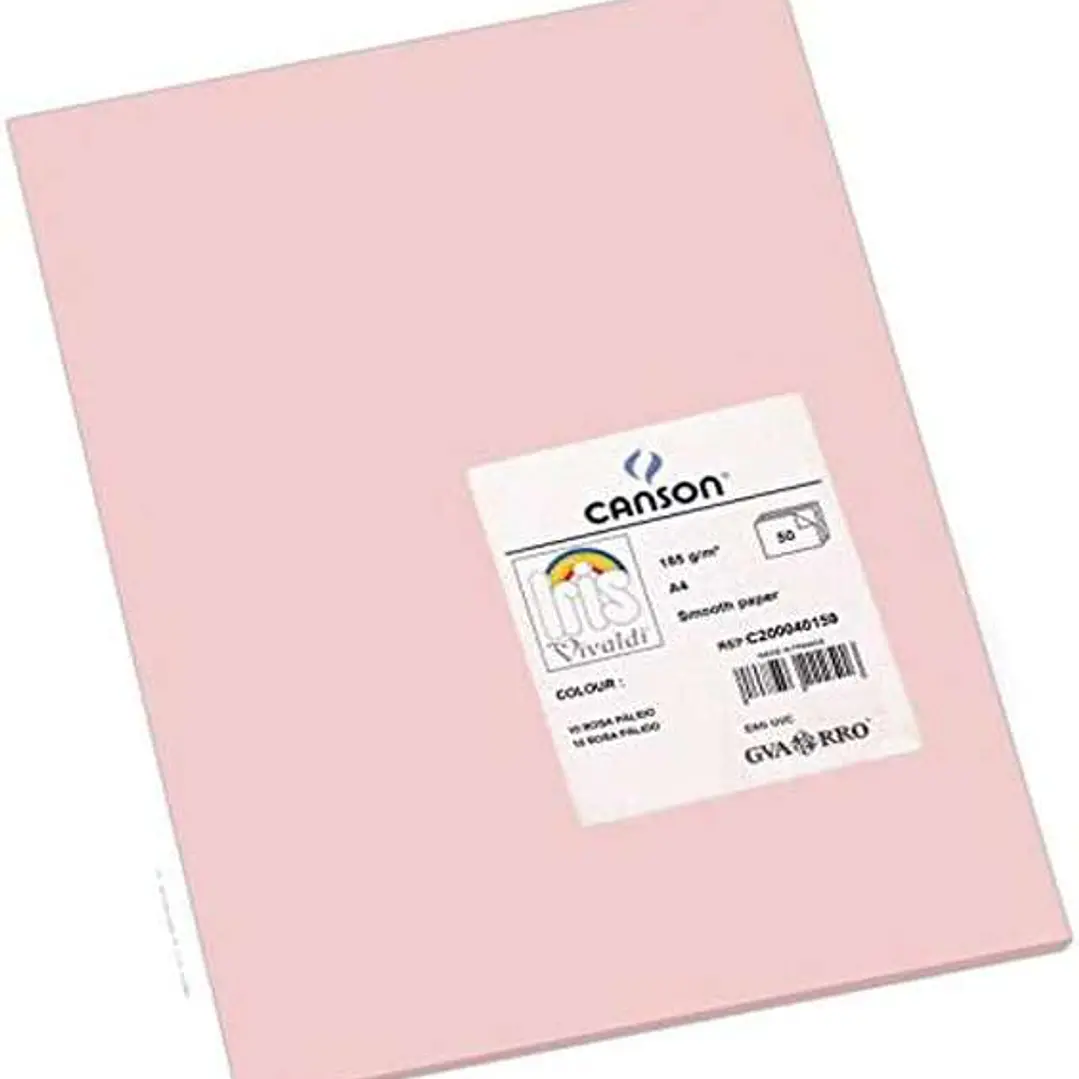 Canson Guarro Pack de 50 Cartulinas Iris A4 de 185g - 21x29.7cm - Color Rosa 1