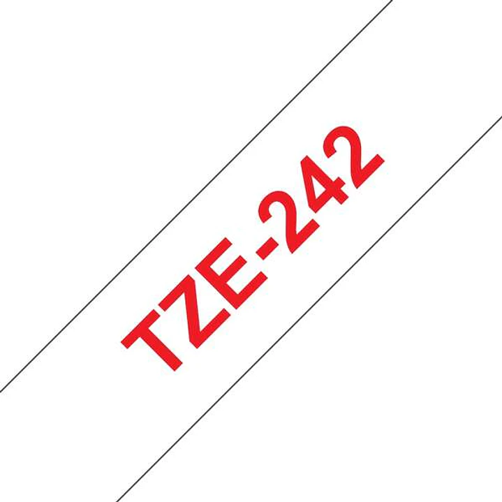 Brother TZe242 Cinta Laminada Generica de Etiquetas - Texto rojo sobre fondo blanco - Ancho 18mm x 8 metros 1