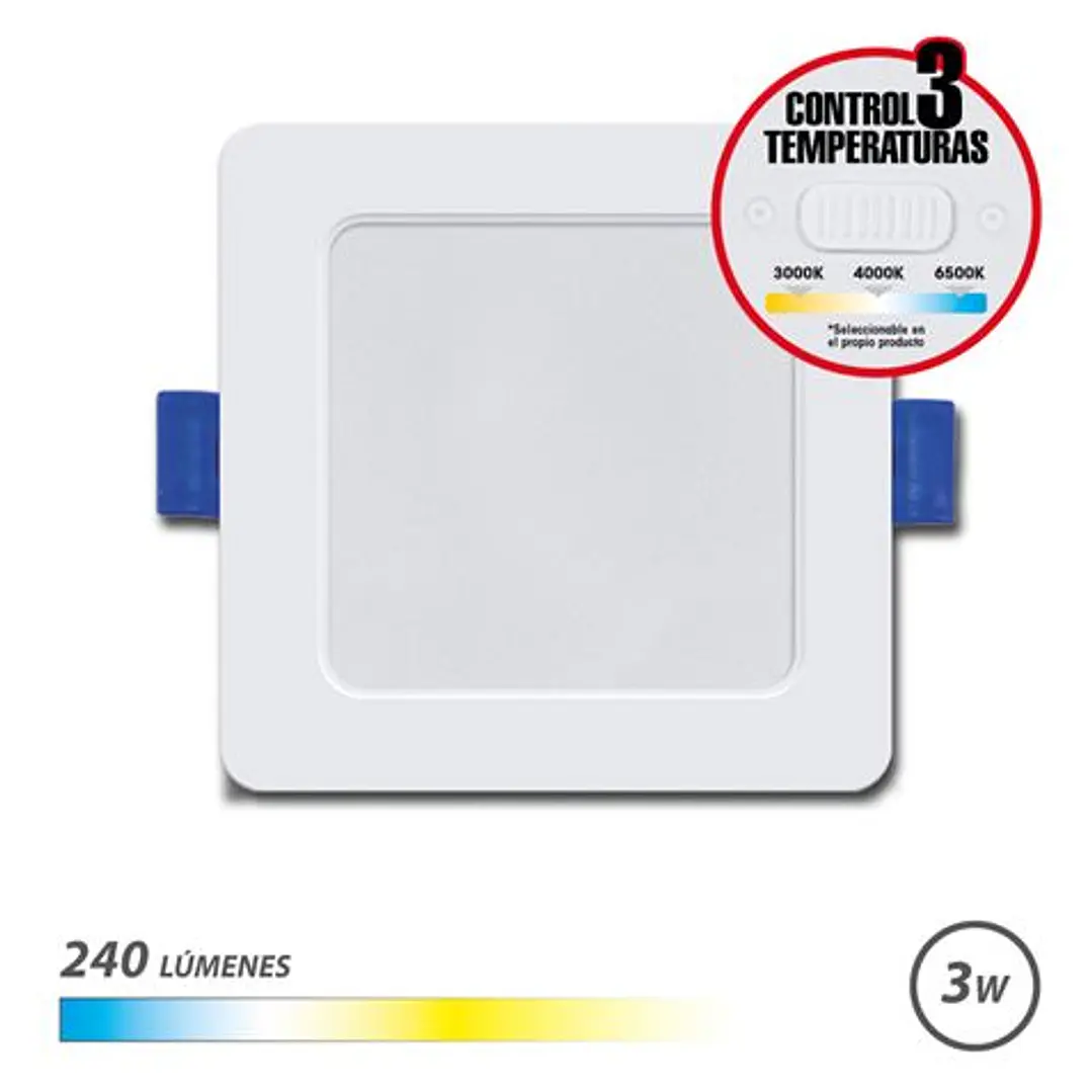 Elbat Downlight Cuadrado 3W - 240Lm - Selector 3 Temperaturas - Color Blanco 1