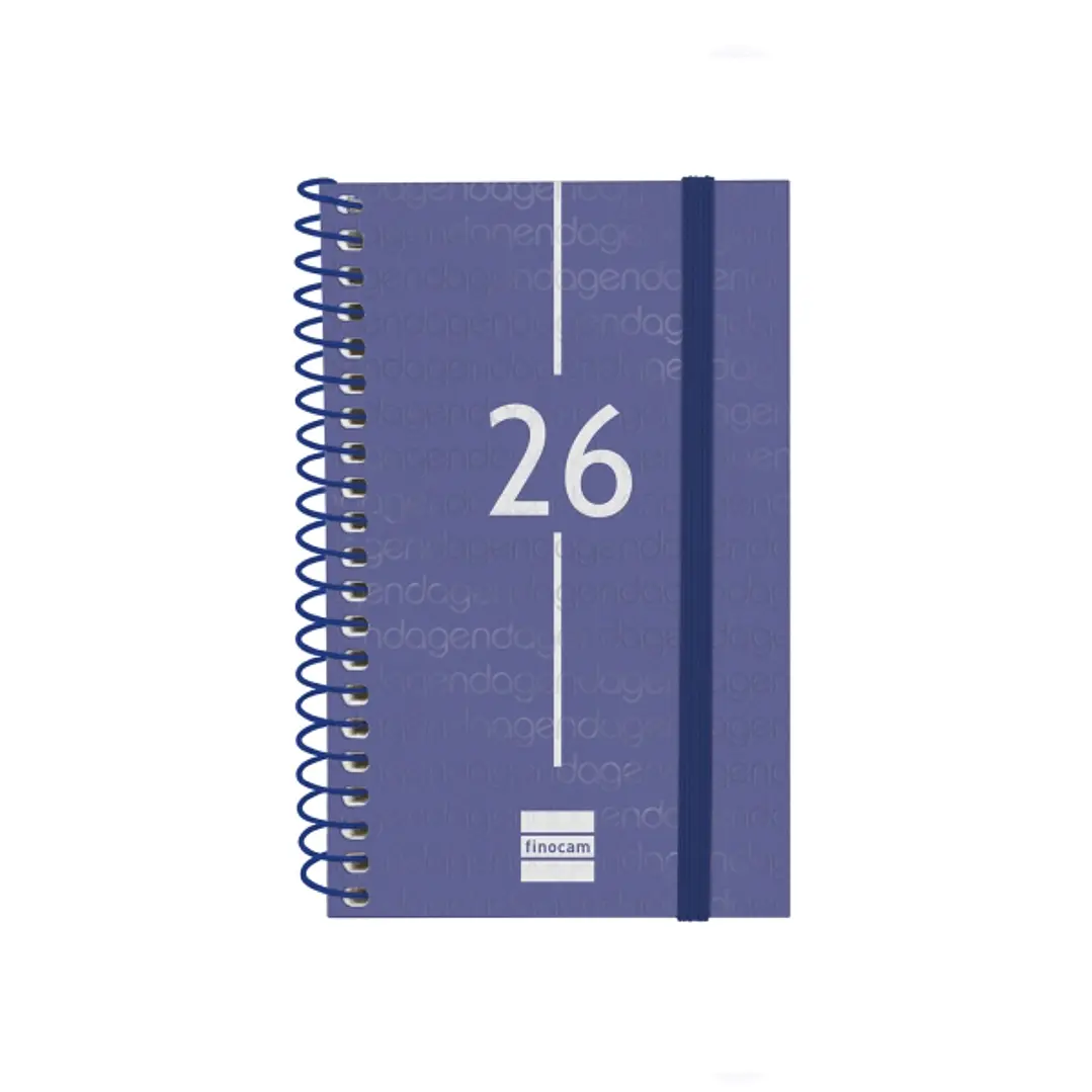 Finocam Year Agenda de Espiral en Catalan - Anual 2026 - Tapa Ligera - Formato E3 - 217x14x297mm - Semana Vista Horizontal - Color Azul 1