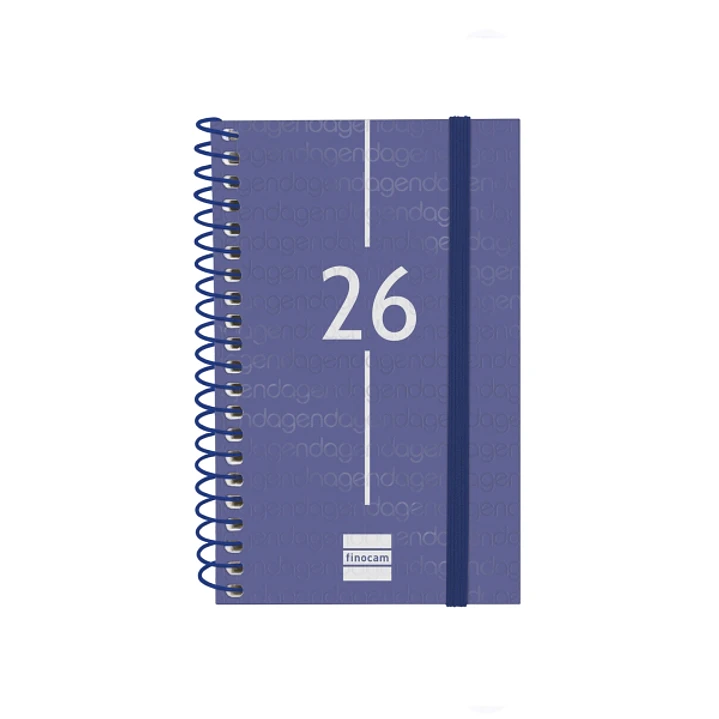 Finocam Year Agenda de Espiral en Catalan - Anual 2026 - Tapa Ligera - Formato E3 - 217x14x297mm - Semana Vista Horizontal - Color Azul 1