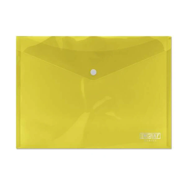 Ingraf Sobre Portadocumentos A4 - Cierre de Broche - Polipropileno Cristal Transparente - Color Amarillo 1