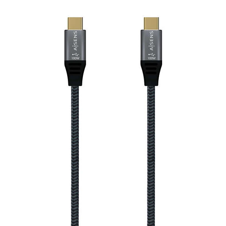 Aisens Cable USB 2.0 Aluminio 5A 100W E-MARK - USB-C/M-USB-C/M - 1.0M - Color Gris 1