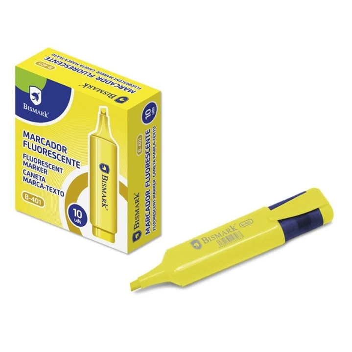 Bismark Marcador Fluorescente - Punta Biselada 1 - 5mm Aprox - Tinta Base de Agua - Color Amarillo 1