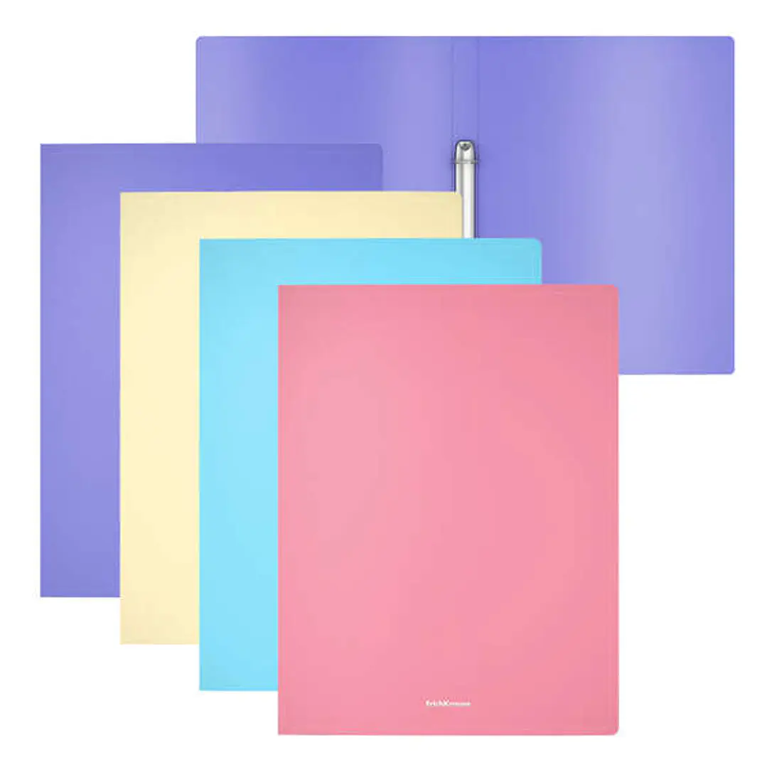 Erichkrause Matt Pastel Pack de 4 Carpetas con 2 Anillas de 24mm Tamaño A4 - Colores Surtidos 1