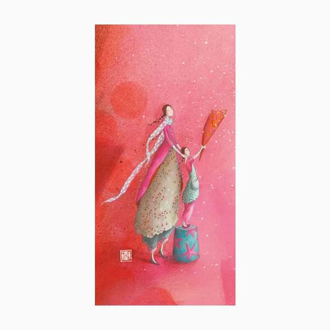 Pictura Aquarupella Gaëlle Boissonnard Tarjeta Doble 10.5x21cm - Acabado en Barniz de Relieve UV Grueso - Laminado Mate de Tacto Suave - Papel con Cer 1