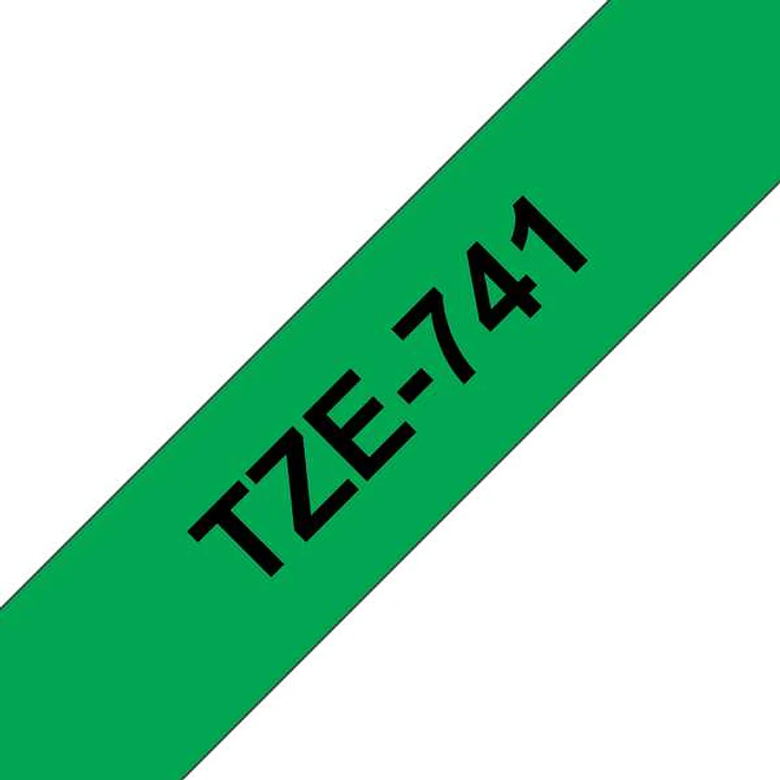 Brother TZe741 Cinta Laminada Generica de Etiquetas - Texto negro sobre fondo verde - Ancho 18mm x 8 metros 1