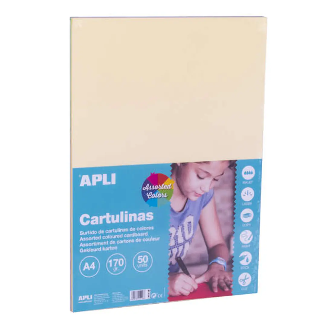 Apli Cartulinas Surtido Pastel A4 170g 50 Hojas 1