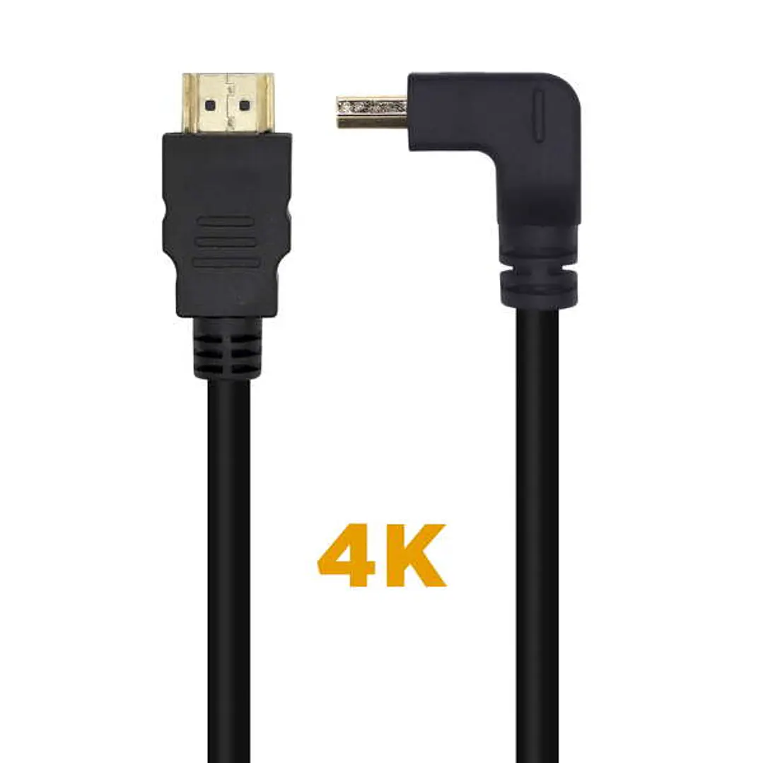 Aisens Cable HDMI V2.0 Acodado Premium Alta Velocidad / HEC 4K@60Hz 18Gbps - A/M-A/M - 1.0M - Color Negro 1