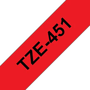 Brother TZe451 Cinta Laminada Generica de Etiquetas - Texto negro sobre fondo rojo - Ancho 24mm x 8 metros