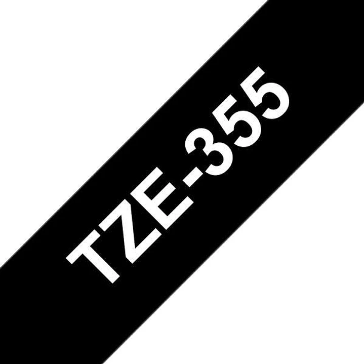 Brother TZe355 Cinta Laminada Generica de Etiquetas - Texto blanco sobre fondo negro - Ancho 24mm x 8 metros 1