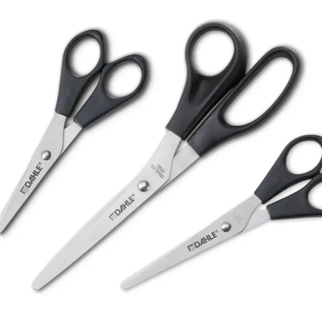 Dahle Home Pack de 3 Tijeras de Acero Inoxidable 13, 15 y 20cm - Hojas Afiladas - Mangos en Plastico ABS - Color Negro 1