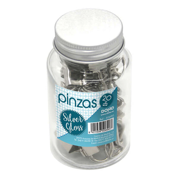 Dohe Pack de 20 Pinzas Metalicas de 19mm - Resistente y Duradero - Ideal para Organizar Documentos 1