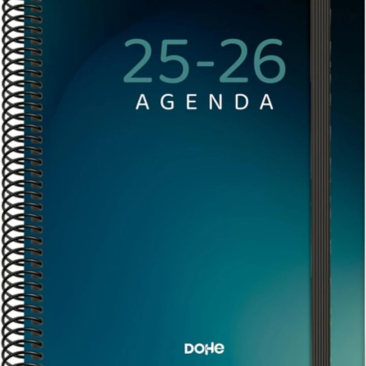 Dohe Boreal Agenda Escolar 25/26 Espiral A5 - Dia Pagina - Papel 70g/m2 - 4 Hojas de Pegatinas - Cubierta de Carton Plastificado - Cierre con Goma Ela 1