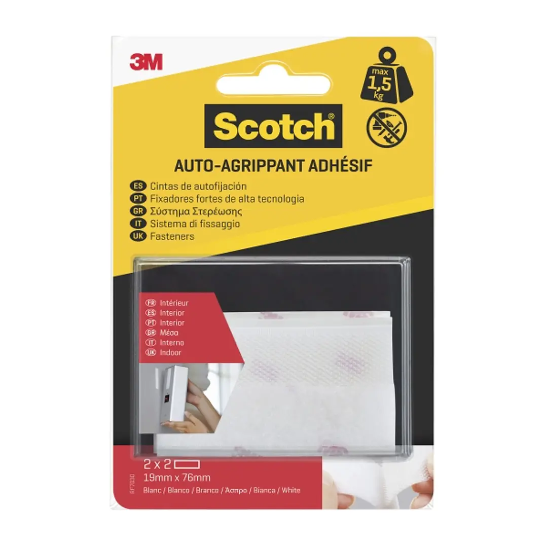 Scotch Pack de 2 Cierres Adhesivos Reposicionables - 19x76mm - Uso en Interior - Color Blanco 1