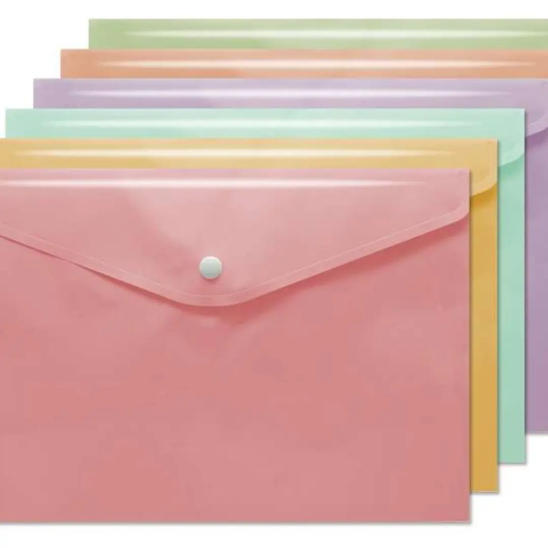 Bismark Sobre Portadocumentos A4 - Cierre de Broche - Fabricado en Polipropileno - Colores Pastel Surtidos 1
