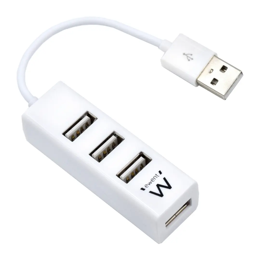 Ewent EW1122 Mini-Hub 4 Puertos USB 2.0 - Cable 12cm - Color Blanco 1
