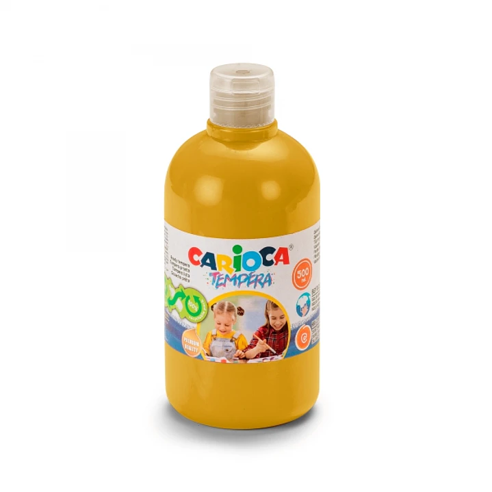 Carioca Botella de Tempera 500ml - Colores Superlavables - Faciles de Mezclar - Aplicable en Materiales Porosos - Alta Opacidad - Color Oro 1