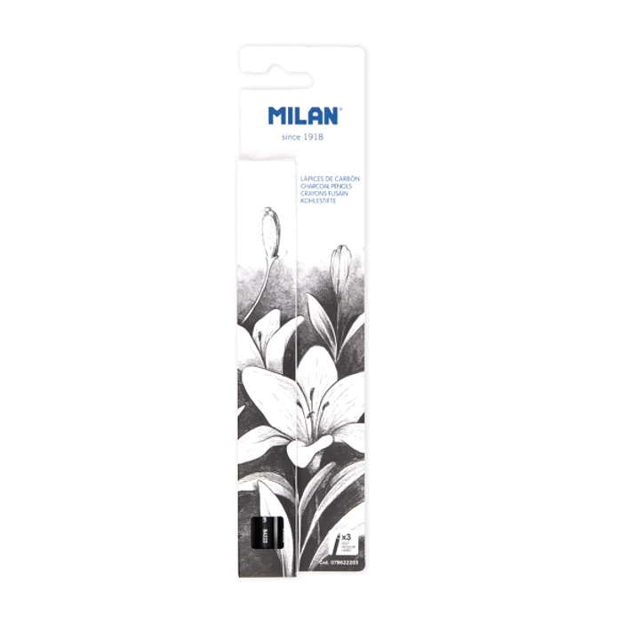 Milan Art Pack de 3 Lapices de Carboncillo - Color Negro 1