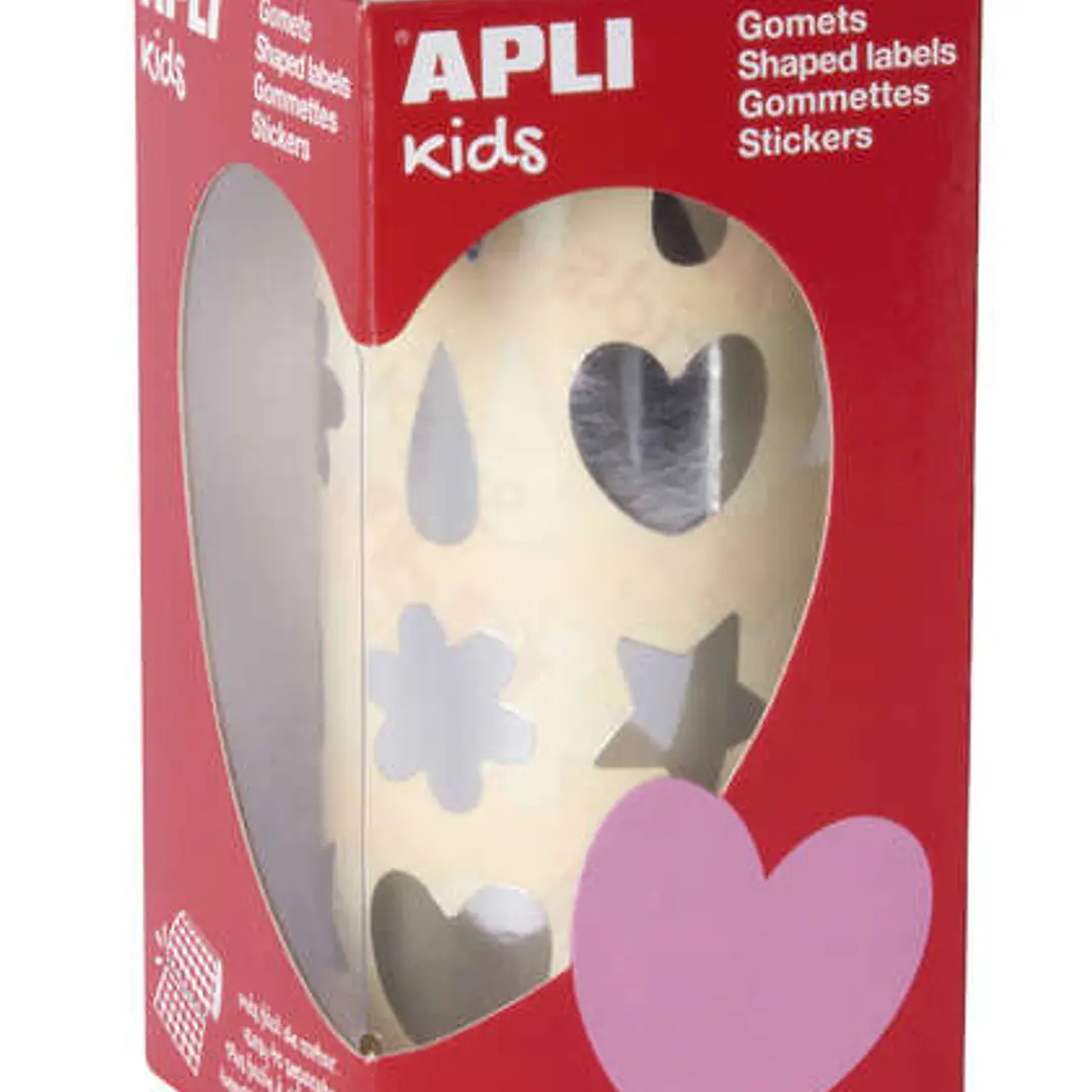 Apli Gomets Formas Surtidas Plata - 720 Gomets por Rollo - Adhesivo Permanente - Facil Separacion 1