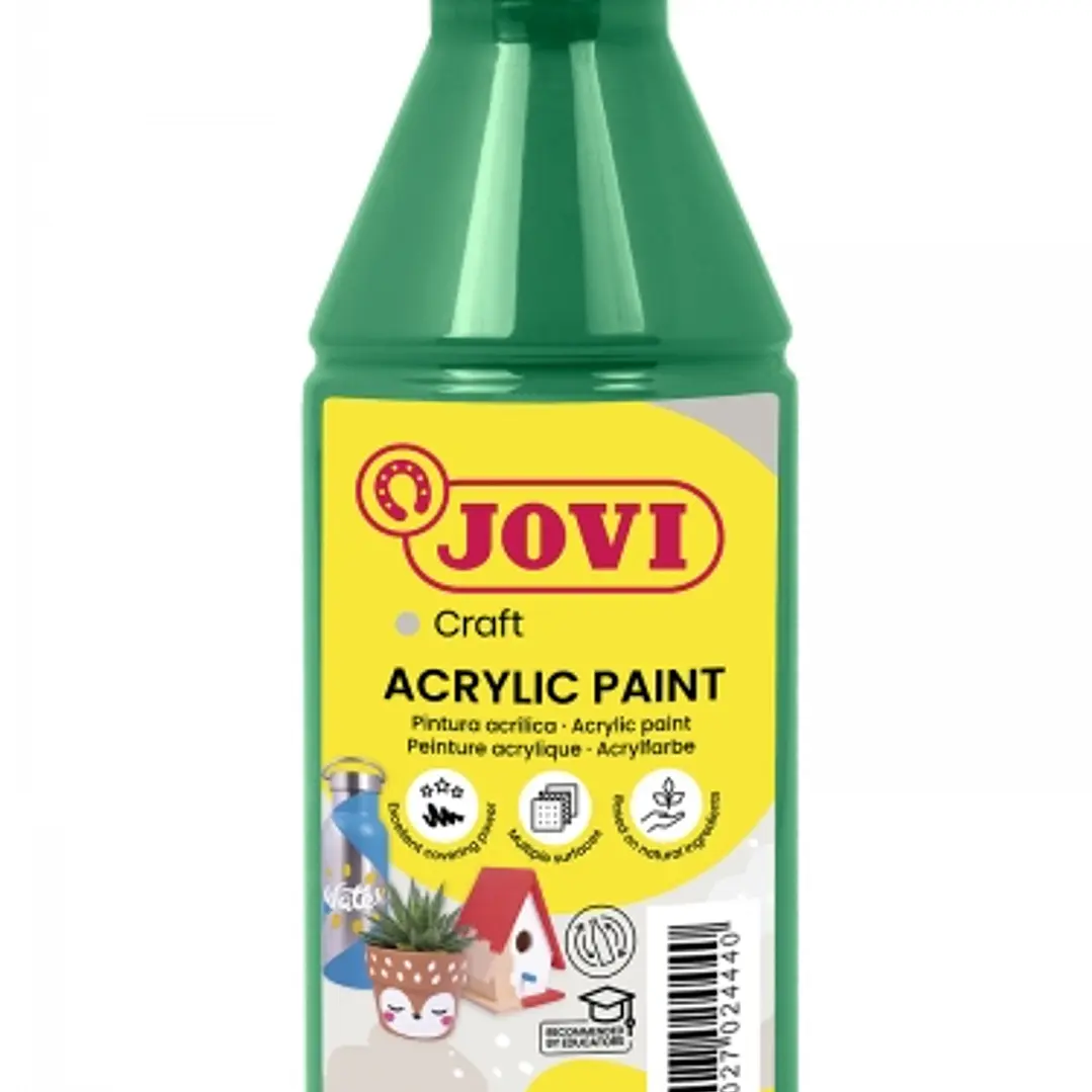 Jovi Jovidecor Acryl Pintura Acrilica - Acabado Satinado - Alto Poder Cubriente - Facil Aplicacion - Multiusos - Resistente al Agua y Jabon - Color Ve 1